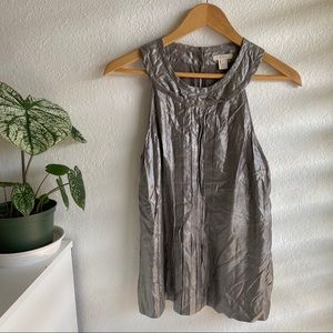 J. Crew Gray Metallic Silk Sleeveless Blouse sz 4